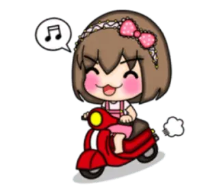 🛵 656f885c dessin animé, scooter, fille, kawaii, mignon telegram sticker