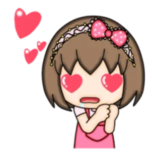 😍 6e7f6104 Dessin animé, Fille, Coeurs, Amour, Yeux, Mignon, Kawaii telegram sticker