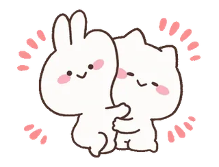 🤗 2a1b2095 милые, животные, друзья, обнимаются, каваий, зайчик, кот telegram sticker
