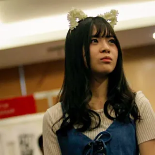 😔 9a16588e ผู้หญิง, หูแมว, ภาพเหมือน, ในร่ม, เอเชีย telegram sticker