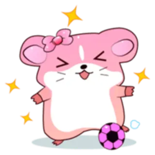 ⚽️ 53160265 cartoon, hamster, cute, stars, pink, animal, kawaii, ball telegram sticker