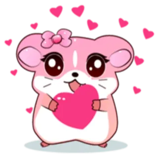 ❤️ 63de120b hamster, cute, heart, love, pink, kawaii, cartoon telegram sticker