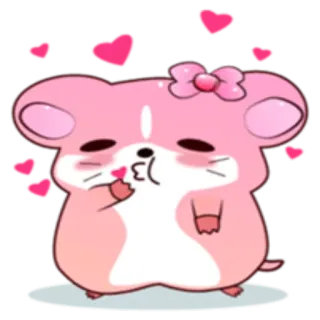 😘 66a12a6c hamster, cute, kawaii, pink, love, kiss, cartoon telegram sticker