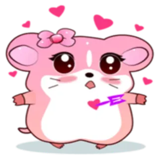 💘 7aacc410 cartoon, pink, animal, hamster, love, heart, cute telegram sticker