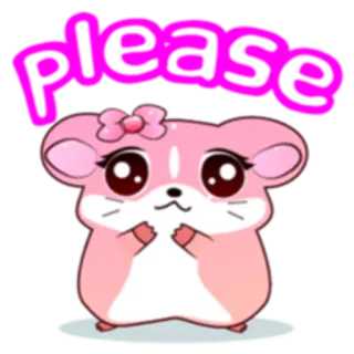 🙏 c46c7e9f please cute, kawaii, hamster, request, pink, animal, cartoon, begging telegram sticker