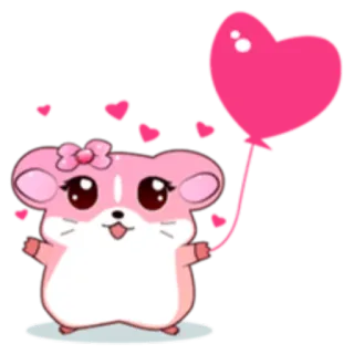 💝 e7b6c8fa hamster, cute, pink, balloon, animal, cartoon, heart, love, kawaii telegram sticker