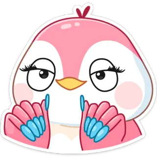💅 c828a49b 可爱, 鸟, 卡通, 动物, 粉色, 指甲油, 眨眼 telegram sticker