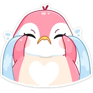 😭 f5f8a7ec 鸟, 可爱, 粉色, 翅膀, 难过, 哭泣, 卡哇伊, 心 telegram sticker