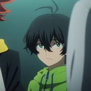 🕸 116be3df 动漫, 角色, 肖像, 绿色帽衫 telegram sticker