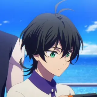 🕸 26ba0866 动漫, 角色, 绿眼睛, 黑发, 男性, 青少年 telegram sticker