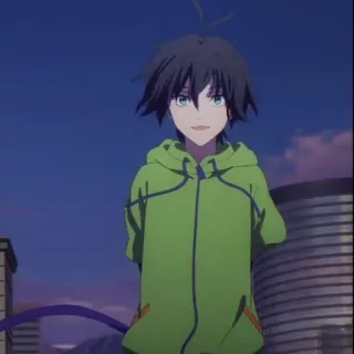 🕸 3326bd9a 动漫, 卡通, 男孩, 绿色连帽衫 telegram sticker