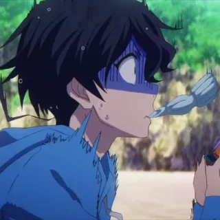 🕸 3eebc730 动漫, 震惊, 惊讶, 男性角色, 蓝色帽衫, 卡通, 动画 telegram sticker