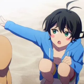 🕸 56cee5f7 动漫, 男孩, 海滩, 卡通, 青少年, 儿童 telegram sticker