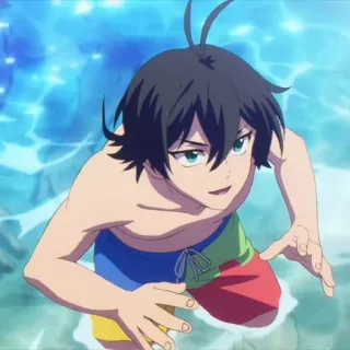 🕸 f720e3f3 动漫, 游泳, 男性, 水, 短裤 telegram sticker