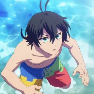 🕸 fba4c5f3 动漫, 男孩, 水, 游泳, 卡通, 夏天, 角色 telegram sticker