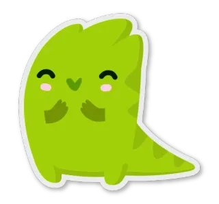 🤗 0c1f4ee6 ไดโนเสาร์, น่ารัก, การ์ตูน, สีเขียว, เป็นมิตร, คาวาอิ telegram sticker