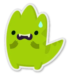 😓 3e8c2a98 ไดโนเสาร์, สีเขียว, การ์ตูน, สัตว์ประหลาด, น่ารัก, สัตว์, กิ้งก่า telegram sticker