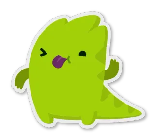 😜 5930500e น่ารัก, สีเขียว, สัตว์ประหลาด, คาวาอิ, สติกเกอร์, ลิ้น telegram sticker