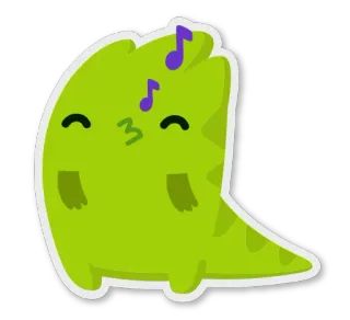 🎤 6d817573 ไดโนเสาร์, การ์ตูน, น่ารัก, สีเขียว, เพลง, จูบ telegram sticker