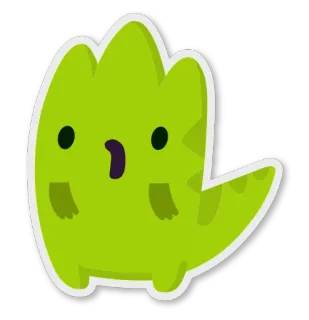 😧 7587241c สีเขียว, ไดโนเสาร์, การ์ตูน, น่ารัก, กิ้งก่า, สัตว์ telegram sticker