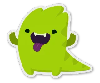 😛 8acd1b77 สัตว์ประหลาด, สไลม์, สีเขียว, การ์ตูน, น่ารัก, ตลก, สัตว์ telegram sticker