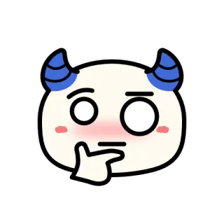 🤔 80f25a1d 卡通, 表情符号, 恶魔, 可爱, 思考, 脸红 telegram sticker