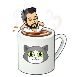 🤗 4106b9c6 Bitmoji, 咖啡, 放松, 猫, 卡通 whatsapp sticker