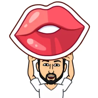 😘 503e7d3d Bitmoji, 卡通, 嘴唇, 亲吻, 头像, 男人 whatsapp sticker