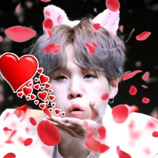 😘 25075768 hearts, man, ears, rose petals, love telegram sticker
