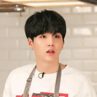 😲 8e889452 Suga Suga, BTS, Kpop, singer, apron, cooking, korean telegram sticker