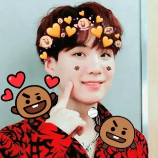 🥰 d63b607f Suga kpop, bt21, shooky, face sticker, min yoongi, hearts, cute telegram sticker