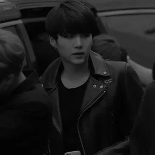 ➰ 3aae89cd osoba, skórzana kurtka, moda, portret, czarno-białe, styl whatsapp sticker