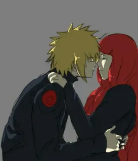 ❤️ a81ad7fb Minato Namikaze Naruto อนิเมะ, จูบ, โรแมนติก, ความรัก, คู่รัก telegram sticker