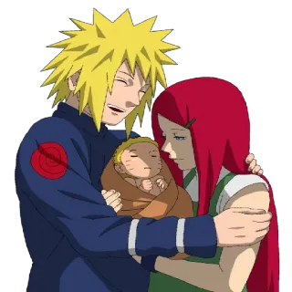 👪 3634ab79 Naruto anime, famiglia, genitori, bambino, cartone animato, personaggio, Minato, Kushina telegram sticker
