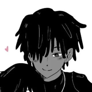❤️ 25803a44 อนิเมะ, การ์ตูน, ภาพเหมือน, ชายหนุ่ม, ผมสีดำ whatsapp sticker