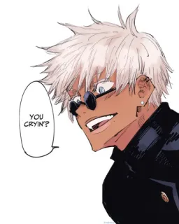 😎 c2517320 Satoru Gojo Jujutsu Kaisen YOU CRYIN'? อนิเมะ, มังงะ, โกโจ ซาโตรุ, มหาเวทย์ผนึกมาร, ร้องไห้, โกโจ, ซาโตรุ whatsapp sticker