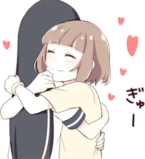 🤗 2365b718 ぎゅー! อนิเมะ, กอด, คาวาอิ, หัวใจ, ความรัก whatsapp sticker