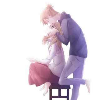 😚 3a3f0808 คู่, ความรัก, อนิเมะ, ความรักใคร่, กอด, ความรัก whatsapp sticker