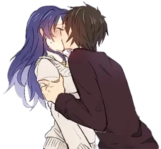 😘 41a9e4d3 จูบ, คู่รัก, อนิเมะ, โรแมนติก whatsapp sticker