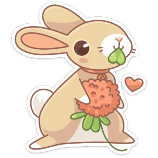 ☺️ 5697cbb3 토끼, 귀여운, 카와이, 동물, 당근, 하트, 스티커 telegram sticker
