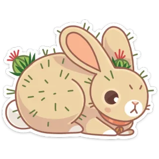 🌵 ac191b9c 토끼, 토끼, 선인장, 귀여운, 동물, 사막, 스티커 telegram sticker