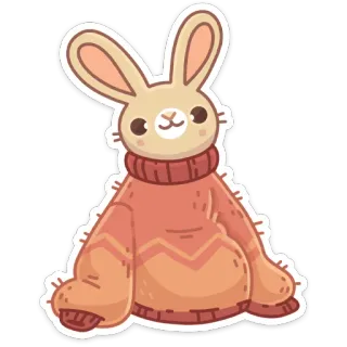 😊 d616afc5 토끼, 스웨터, 귀여운, 동물, 카와이 telegram sticker