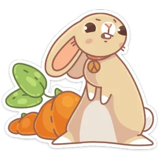 🥕 e34d1573 토끼, 당근, 평화 기호, 귀여운, 동물 telegram sticker