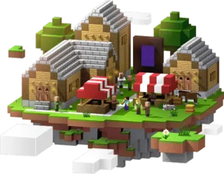🏞 b49234b5 Minecraft wioska, gra, minecraft, wyspa, izometryczny whatsapp sticker