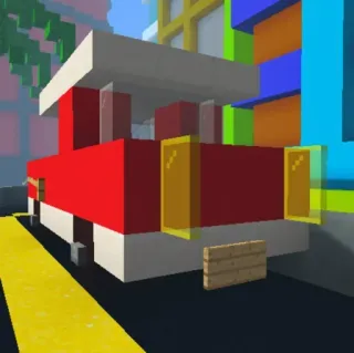 🚗 217de8fd พิกเซลอาร์ต, รถสีแดง, ยานพาหนะ, 3D, เป็นบล็อก whatsapp sticker