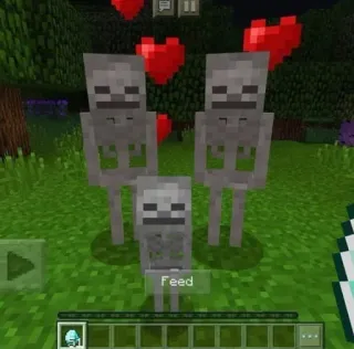 ❤️ 5024f7a1 Minecraft Feed วิดีโอเกม, มายคราฟ, โครงกระดูก, หัวใจ, พิกเซลอาร์ต whatsapp sticker