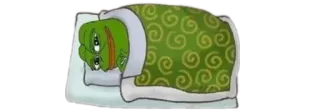 ☘ 9e46bab2 Pepe the Frog pepe, ếch, giường, ngủ, meme, meme trên mạng telegram sticker