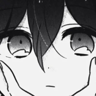 🏁 4f89b94e 애니메이션, 만화, 얼굴, 인물 사진, 귀여운, 흑백, 캐릭터 telegram sticker