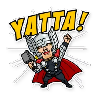 😁 2483b8c9 Thor YATTA! Thor, Marvel, Superhero, YATTA!, Kartun, Avengers, Mjolnir whatsapp sticker