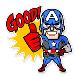 👍 81c8a201 Captain America Good! Captain America, Marvel, Superhero, Jempol, Bagus whatsapp sticker
